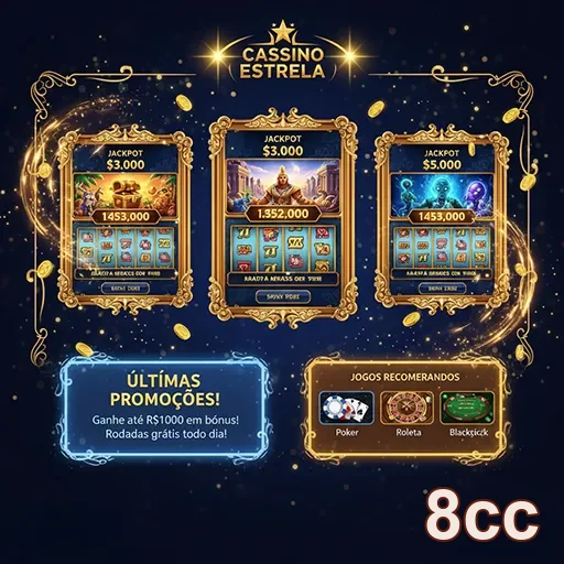 Promoções em cassino com tema de estrelas no 8cc, destacando jogos e ofertas especiais.